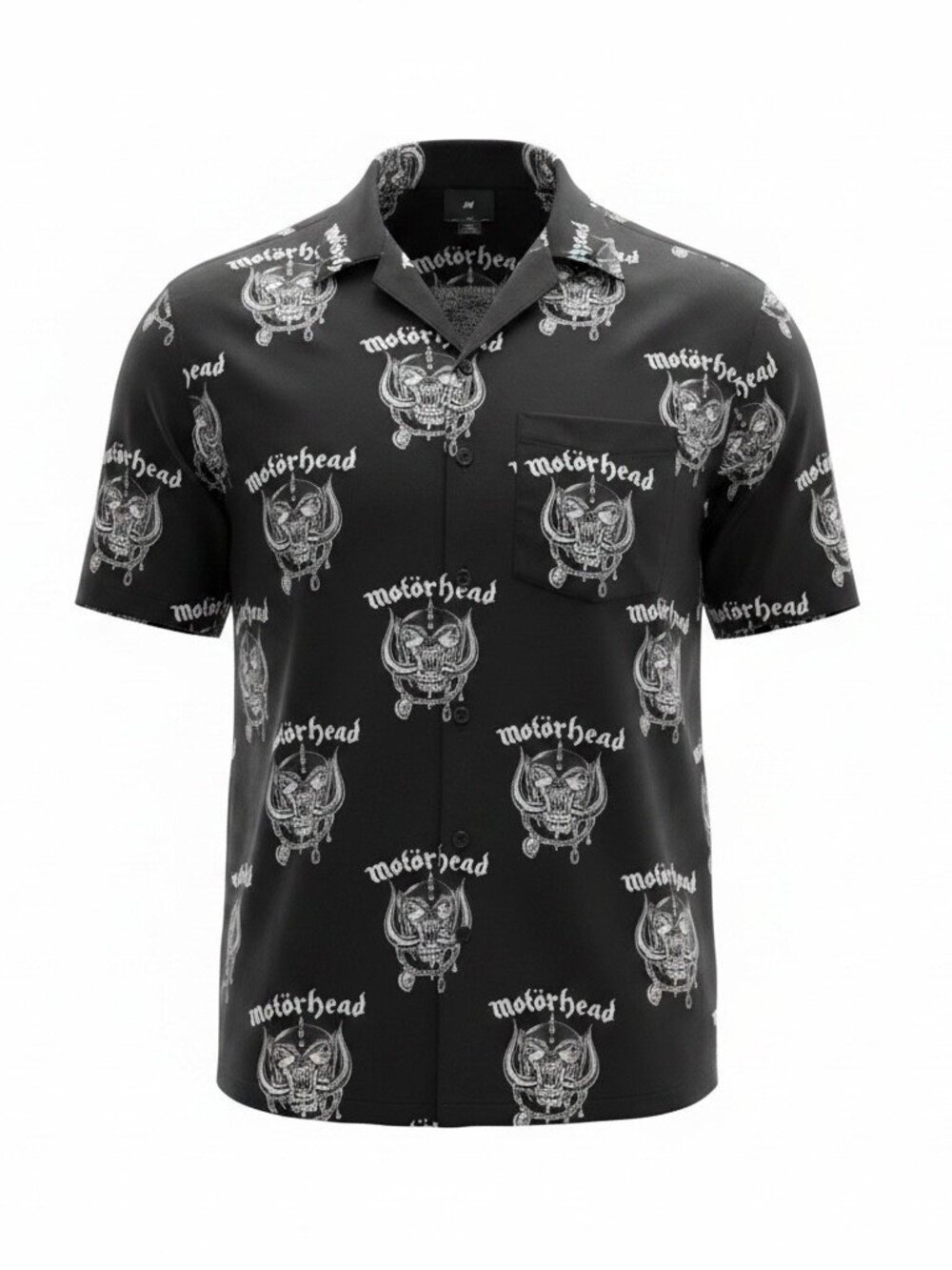 H & M Motorhead Collaboration Snaggletooth Logo Button Down Shirt Size L 2021